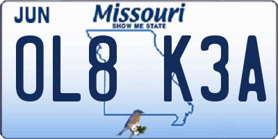 MO license plate OL8K3A