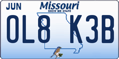 MO license plate OL8K3B