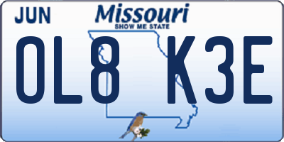 MO license plate OL8K3E