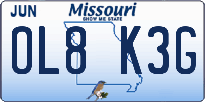 MO license plate OL8K3G