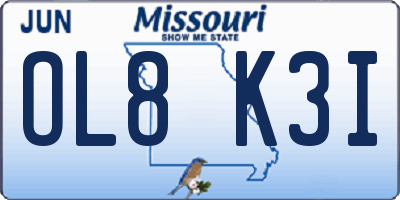 MO license plate OL8K3I