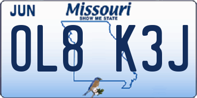 MO license plate OL8K3J