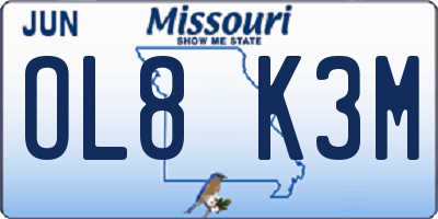MO license plate OL8K3M