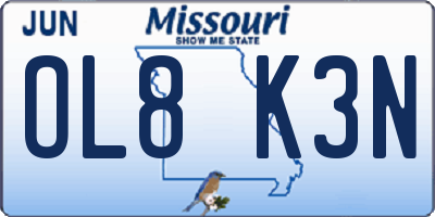 MO license plate OL8K3N