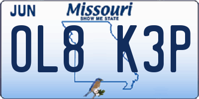 MO license plate OL8K3P