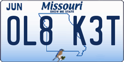MO license plate OL8K3T