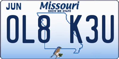 MO license plate OL8K3U
