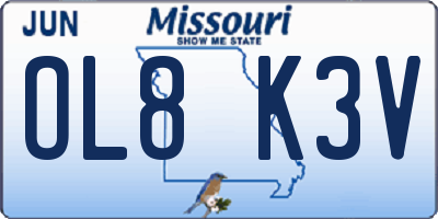 MO license plate OL8K3V
