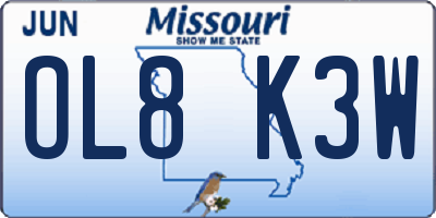 MO license plate OL8K3W
