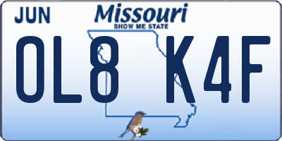 MO license plate OL8K4F