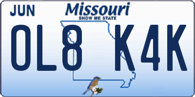 MO license plate OL8K4K