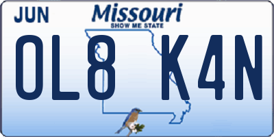 MO license plate OL8K4N