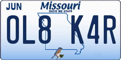 MO license plate OL8K4R