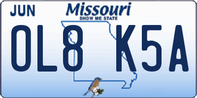 MO license plate OL8K5A