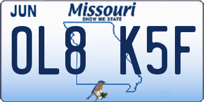 MO license plate OL8K5F