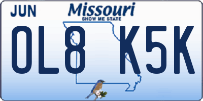 MO license plate OL8K5K