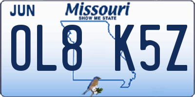 MO license plate OL8K5Z
