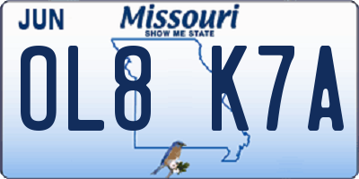 MO license plate OL8K7A