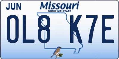 MO license plate OL8K7E