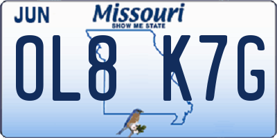 MO license plate OL8K7G