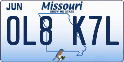 MO license plate OL8K7L