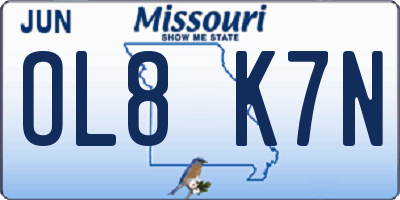 MO license plate OL8K7N