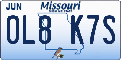 MO license plate OL8K7S