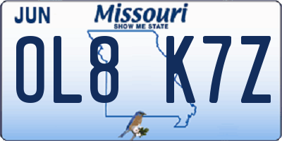 MO license plate OL8K7Z