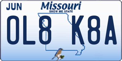 MO license plate OL8K8A