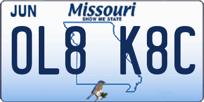 MO license plate OL8K8C