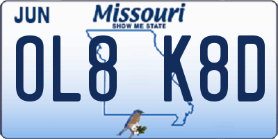 MO license plate OL8K8D