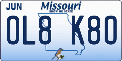MO license plate OL8K8O