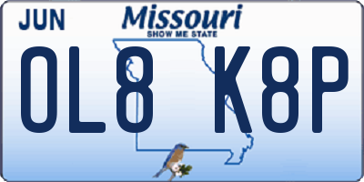 MO license plate OL8K8P