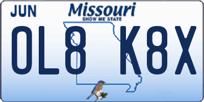 MO license plate OL8K8X