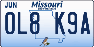 MO license plate OL8K9A