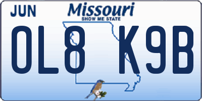 MO license plate OL8K9B