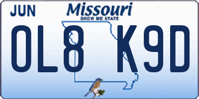 MO license plate OL8K9D