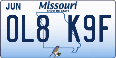 MO license plate OL8K9F