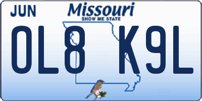 MO license plate OL8K9L