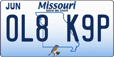 MO license plate OL8K9P