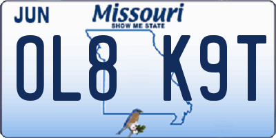 MO license plate OL8K9T