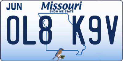 MO license plate OL8K9V