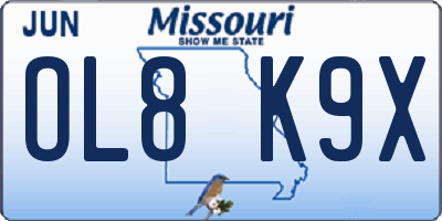 MO license plate OL8K9X