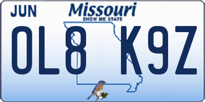 MO license plate OL8K9Z