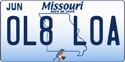 MO license plate OL8L0A