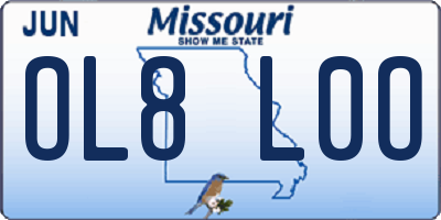 MO license plate OL8L0O