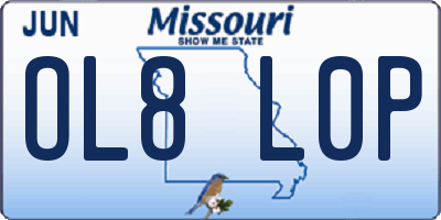 MO license plate OL8L0P