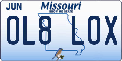 MO license plate OL8L0X