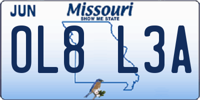 MO license plate OL8L3A