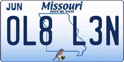MO license plate OL8L3N